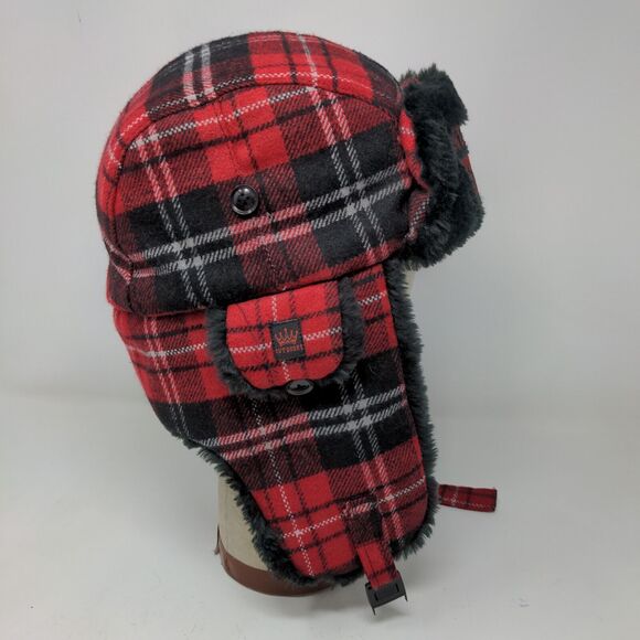American Outdoors Men's Trapper Hat Red Plaid One Size Ear Flaps - Picture 6 of 11